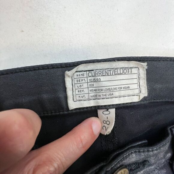 Current/Elliot Jeans Womens Mid Rise The Ankle Skinny Pants Black Coated Size 28 - Picture 8 of 8